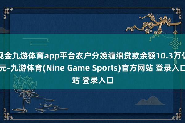 现金九游体育app平台农户分娩缠绵贷款余额10.3万亿元-九游体育(Nine Game Sports)官方网站 登录入口
